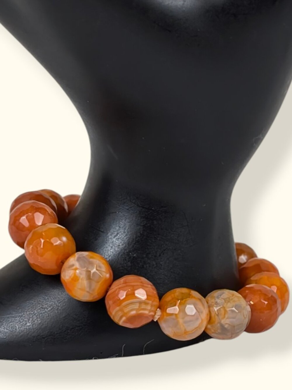 Orange Fire Agate Faceted Stretch Bracelet